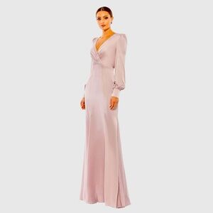 Ieena by Mac Duggal Ruched Bishop Sleeve Gown NEW